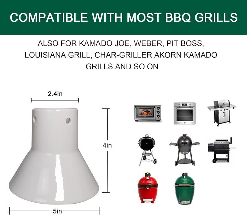 Quantfire Ceramic Chicken Roaster Rack, Beer Can Chicken Holder Stand Vertical Poultry BBQ Cooking Accessories for Grill, Oven or Smoker - Image 2